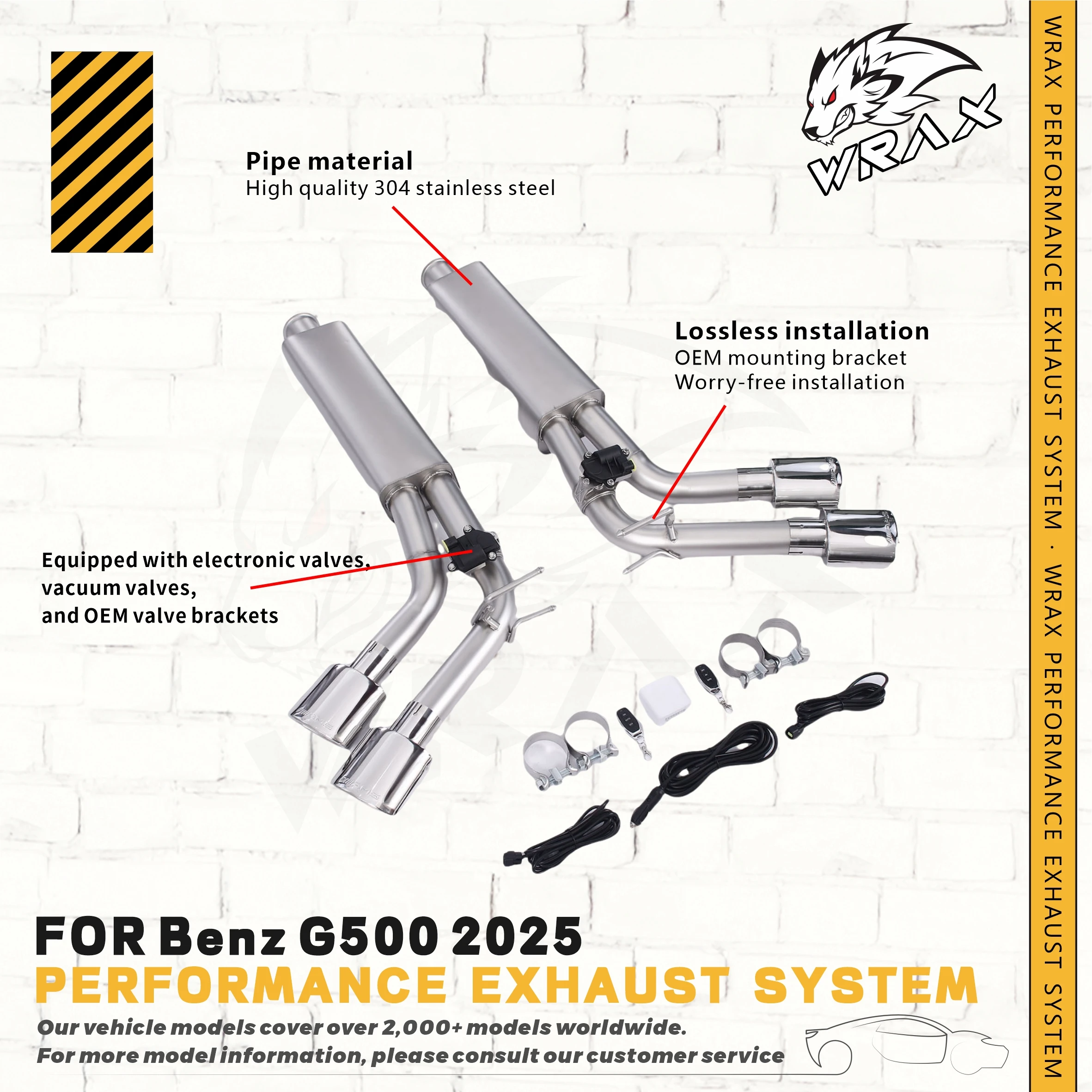 

WRAX Valve Catback for Benz G500 2025-Stainless Steel Exhaust Systems Muffler