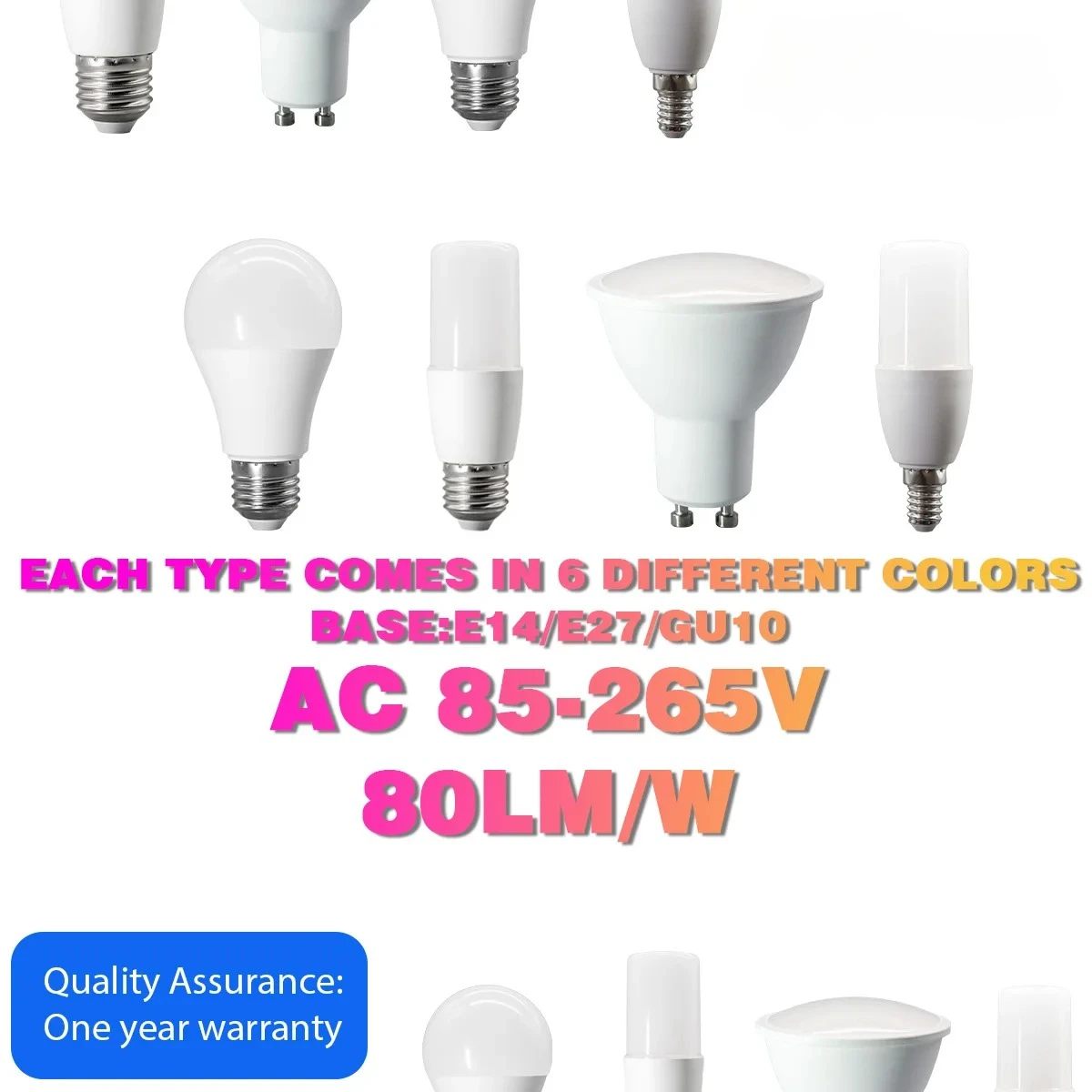 1 4  8 12 16 20PCS Multi-Model Color LED Bulbs  7W 9W GU10 A60 T37  E14 E27 220V 110V CRI 80 Ideal for Home Foyer Event Lighting