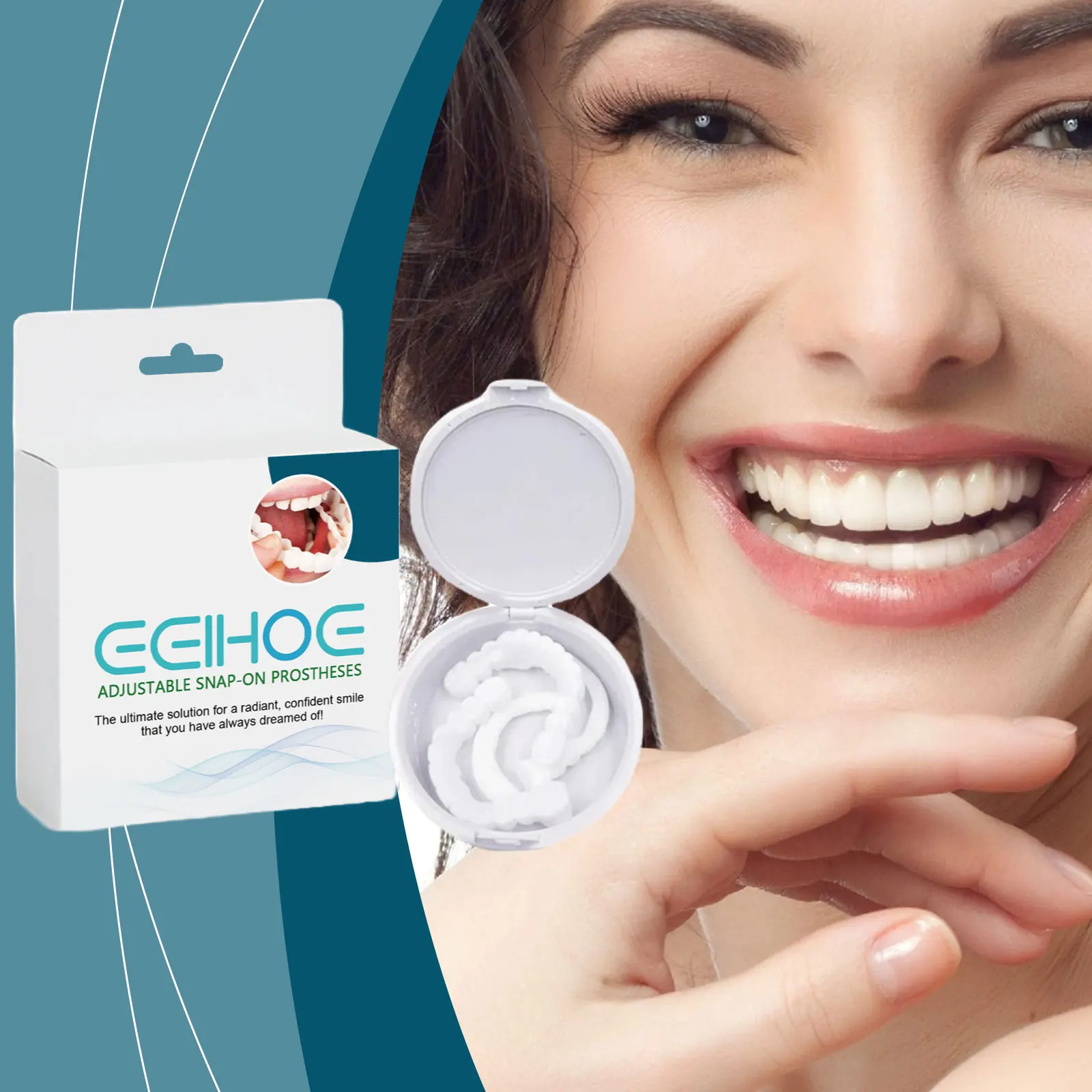 ​EELHOE Veneers Teeth Snap on Smile Dental Braces to Straighten Dentures Oral Hygiene Kit Fake Braces for Teeth Temporary 1 Pair
