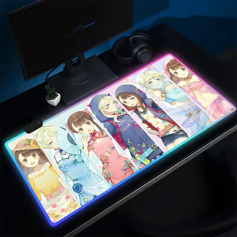 

Little Witch Academia Mouse Pad Anime Gaming Mouse Pad LED Table Pads Backlit Rubber Desktop XXL RGB Desk Mats
