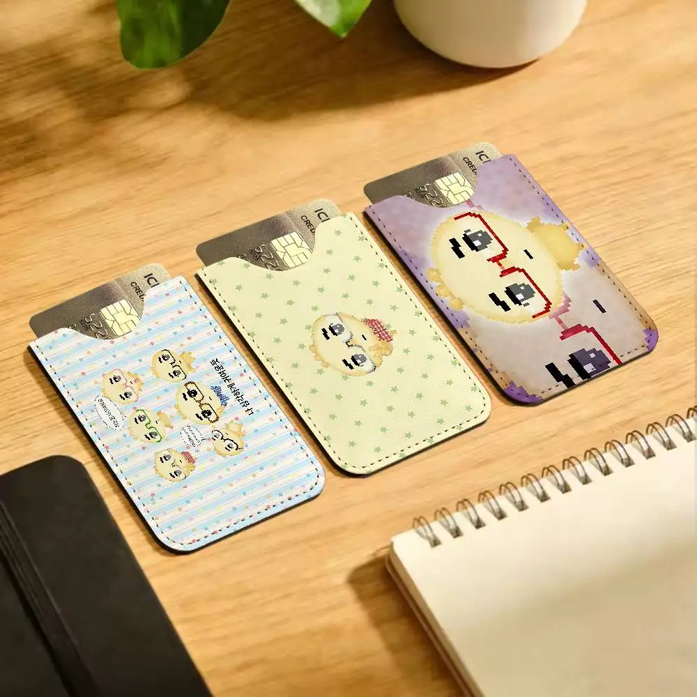 Cute A-Angyengmandu PU Leather Card Holder Sleeve for Credit Cards,Secure/Slim Design, Travel Storage Essentials