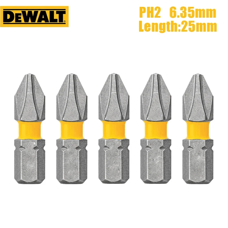 DEWALT PH2 25mm 57mm 63.5mm cacciavite elettrico Bit trapano avvitatore a percussione a lunga durata lavorazione del legno utensili elettrici originali Set di teste