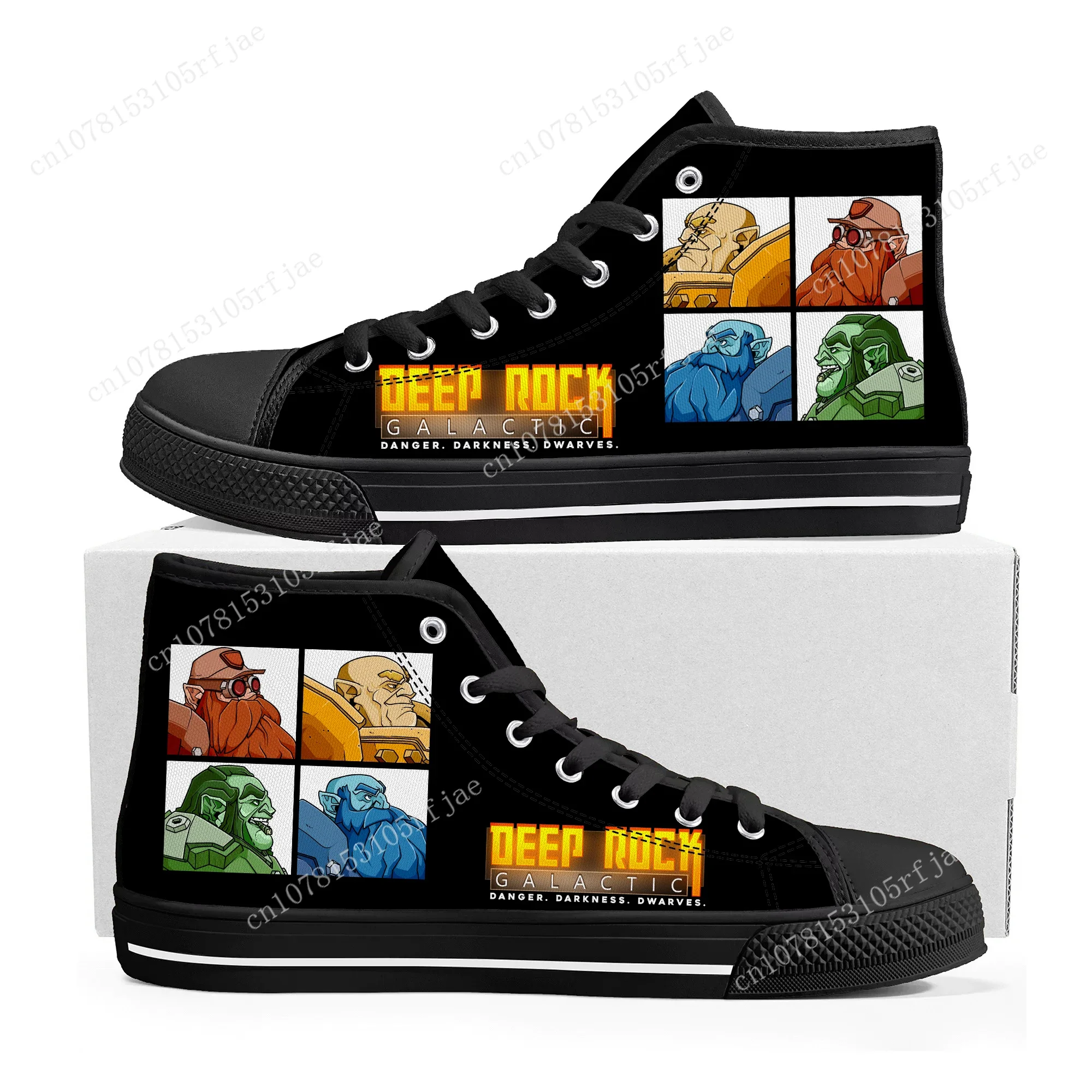 

Deep Rock Galactic High Top Sneakers Cartoon Game Mens Womens Teenager High Quality Canvas Sneaker Custom Built Couple Shoes