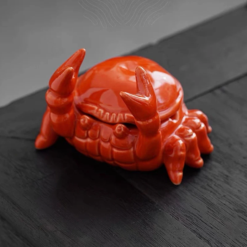 Cute Crab Ashtray With Lid Anti Fly Ash Ceramic Cigar Ashtray Ornaments Living Room Home Decoration Art Gift