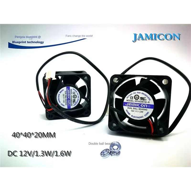 pa Jamicon  4020 4cm Double Ball Bearing 12v1.6w1.3w Max Airflow Rate DC Cooling Fan 40*40*20MM