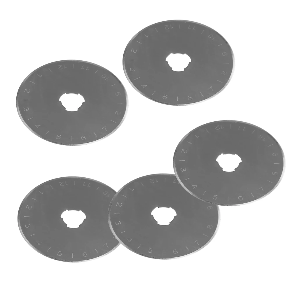 

5pcs Rotary Blades 45mm Tungsten Steel Replacement Blades Sharp Sewing Arts Crafts Silver Fits All Rotary Cutter Handles