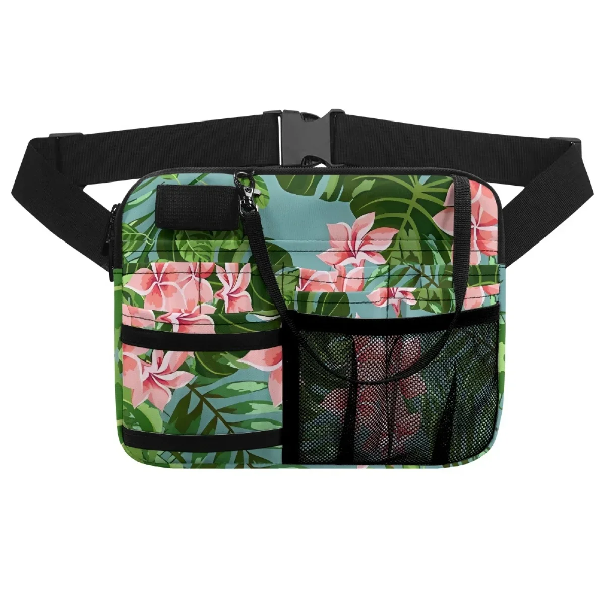 Tropical Jungle Palm Leaf Designer Portable Fashion Ladies Waist Bag Adjustable Nurse Belt Bag Halloween Gift Tool Holder Bolsos