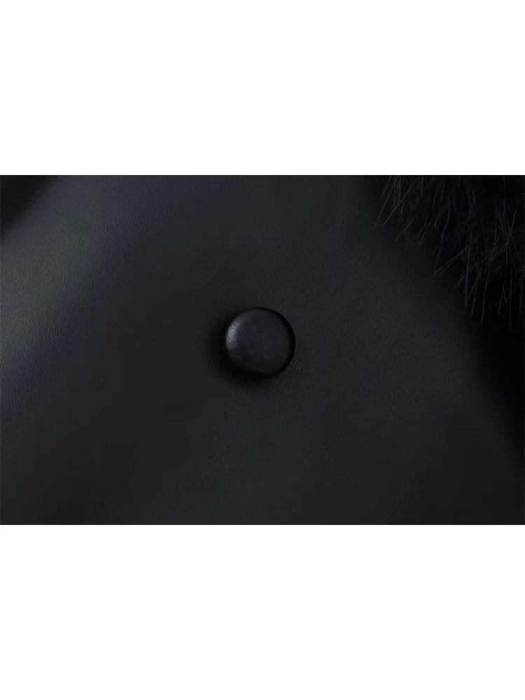 سترة شتوية من الجلد الصناعي من TFMLN للنساء سترة عصرية من جلد البولي يوريثان وياقة من الفرو ملابس خارجية للسيدات بأكمام طويلة سترة دافئة ضيقة