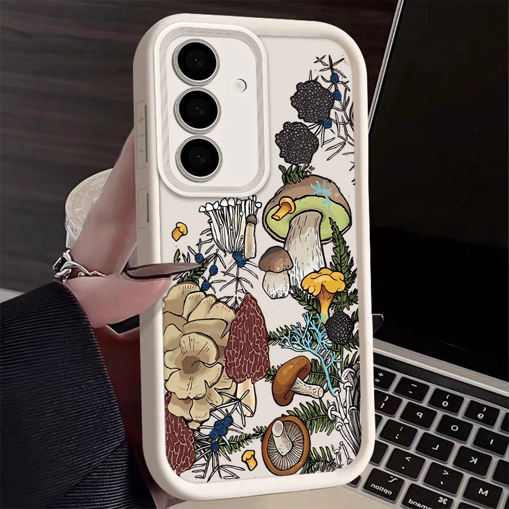 Colorful Mushroom Silicone Phone Case For Samsung Galaxy S25 S22 S21 S23 S20 S24 Ultra FE A35 15 A25 A55 Note 20 Plus 5G Cover