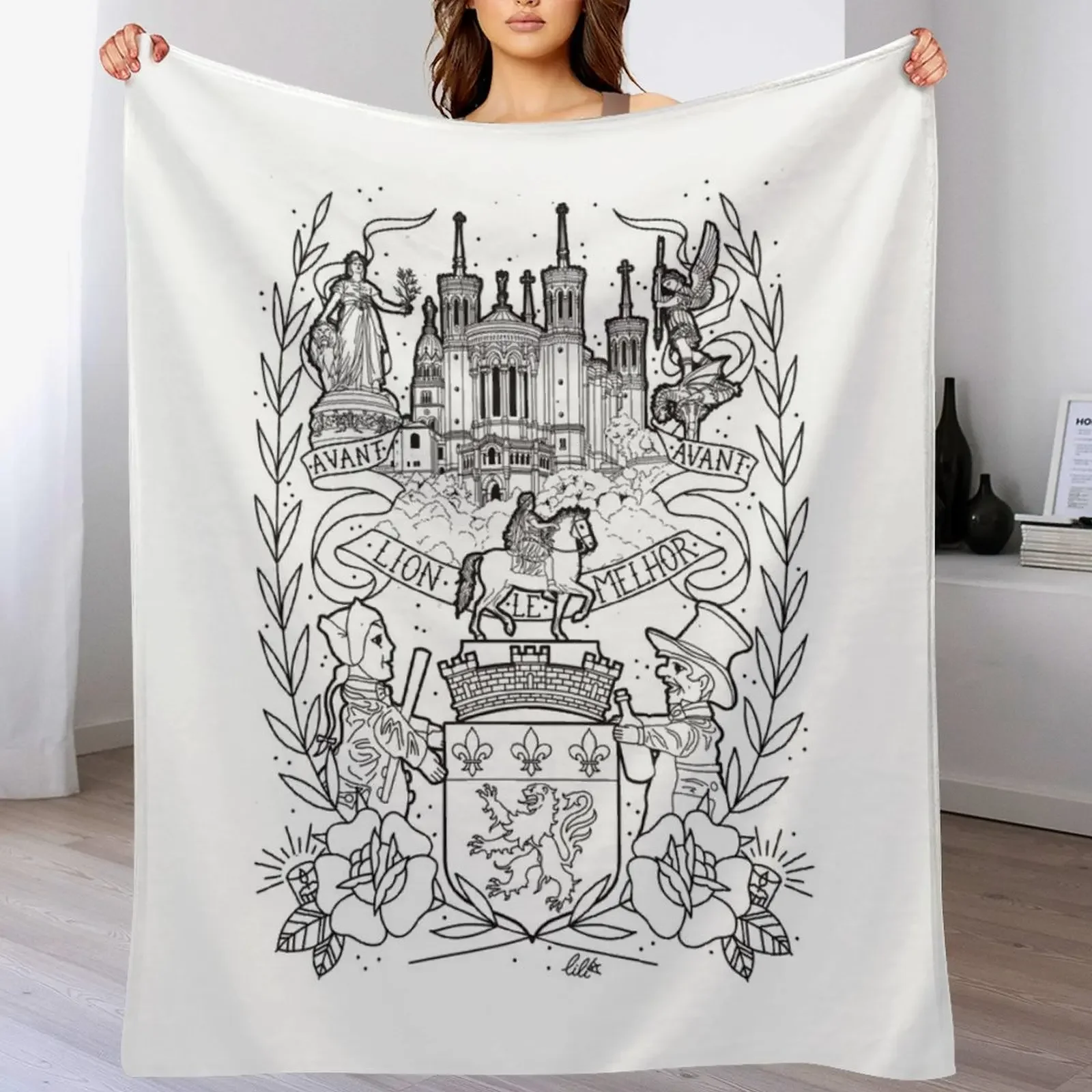 

Lyon Old School Throw Blanket Summer Beddings manga Blankets