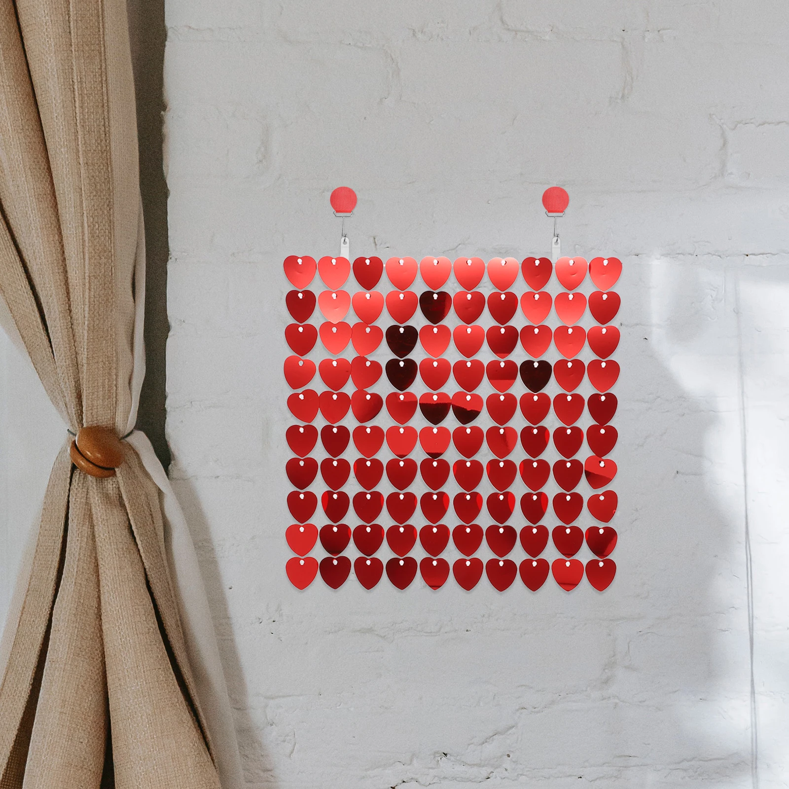 

1pcs Heart String Pendant Fringe Curtain Valentine'S Day Party Backdrop Prop Decorative Wall Hanging Adorn Shimmer Glitter Disco
