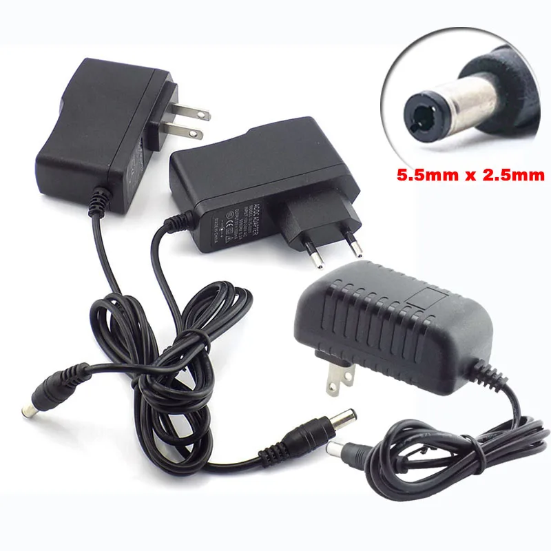 AC DC Adapter 9V 1A 2A 3A Power Supply Unit Converter Charger For LED Strips Light CCTV Lamp US EU Plug 5.5mm x 2.5mm B4