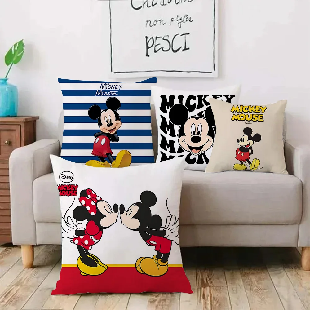 Cute Disney M-Mickey Mouse Pillow Covers Cartoon Sofa Decorative Home Double-sided Printing Short Plush Cute Cushion Cover