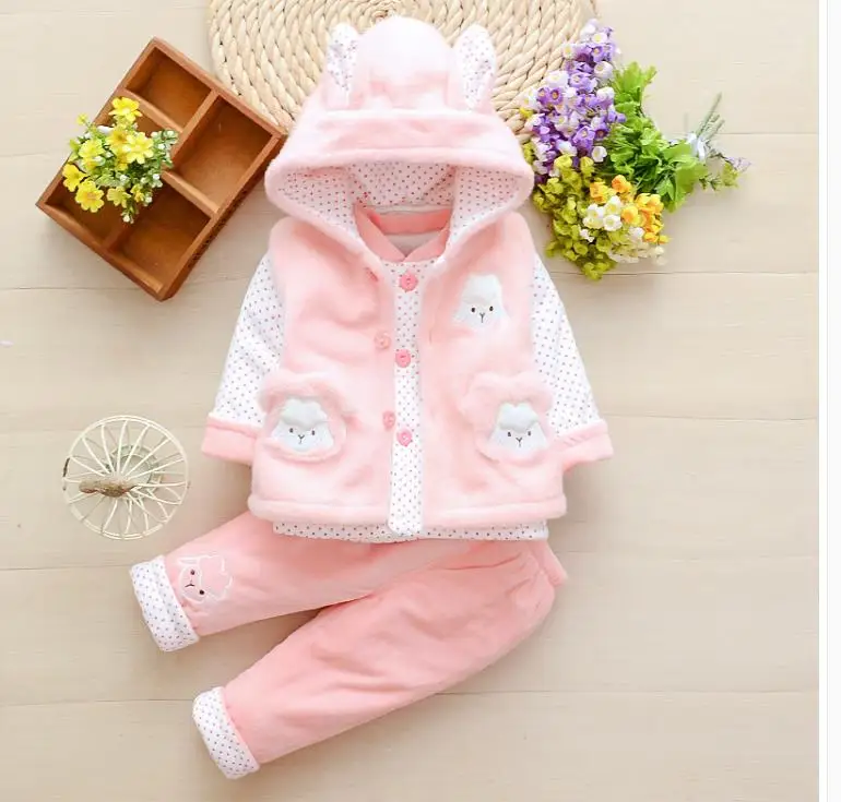 Baby girl\'s thin cotton three-piece suit