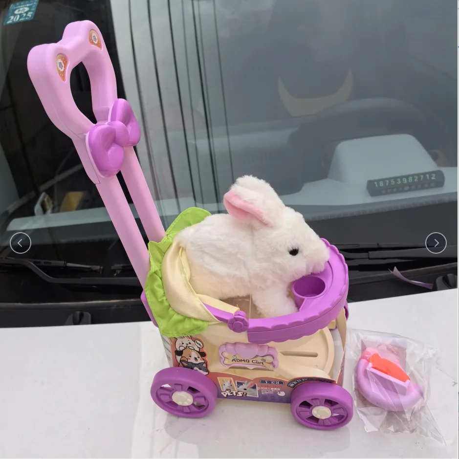 Children Play House Toys Simulation Hand Push Car Rabbit Pet Toys Dollhouse Accessories Kids Interaction Toys Birthday Gifts