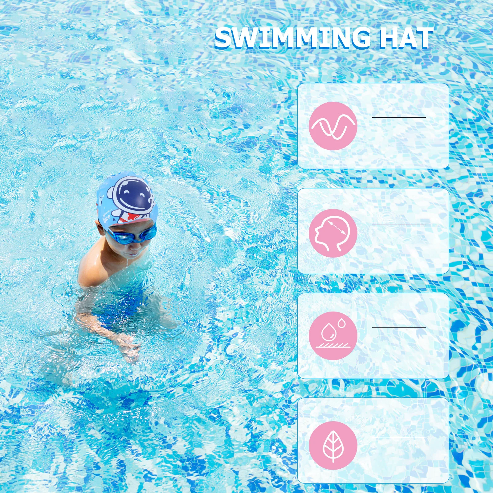 

Silicone Swim Cap Cartoon Design Soft Comfortable Swimming Hat Waterproof Durable Swim Cap for