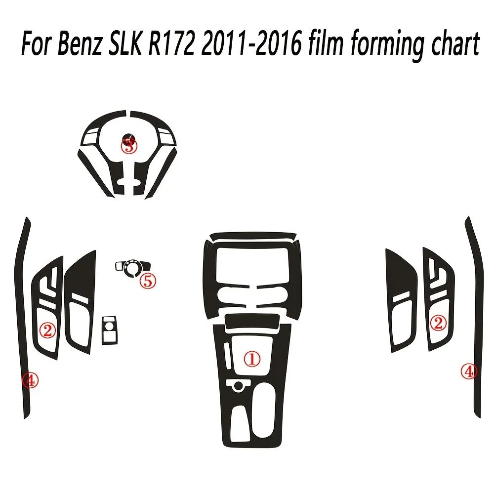 

Для SLK R172 2011-2016 внутренняя центральная панель управления дверная ручка 5D наклейки из углеродного волокна наклейки аксессуары для стайлинга автомобилей