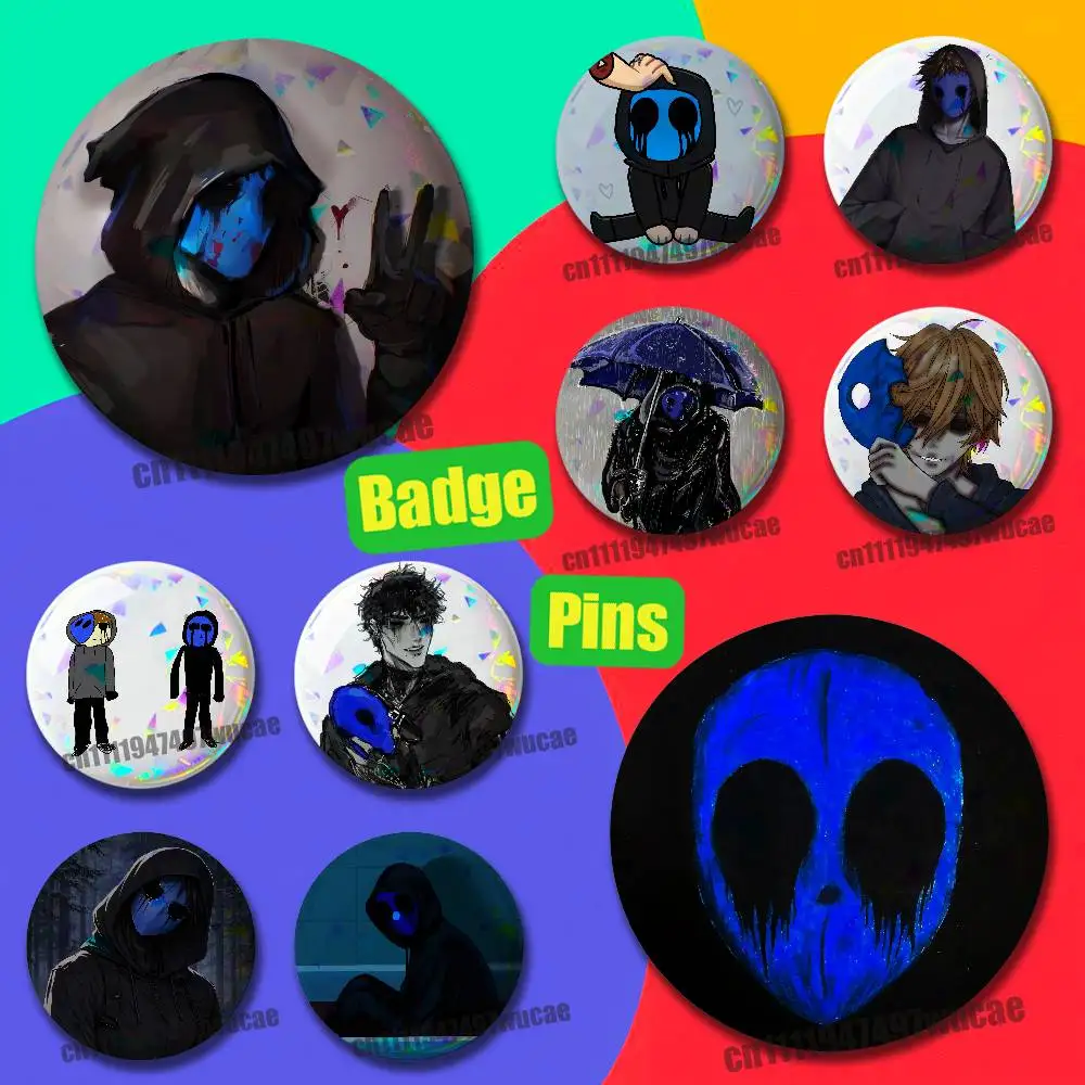 For Custom Pin Insignia Emblem Round Clothes Brooch Button Laser Cover Eyeless Jack C-Creepypasta Badge Case