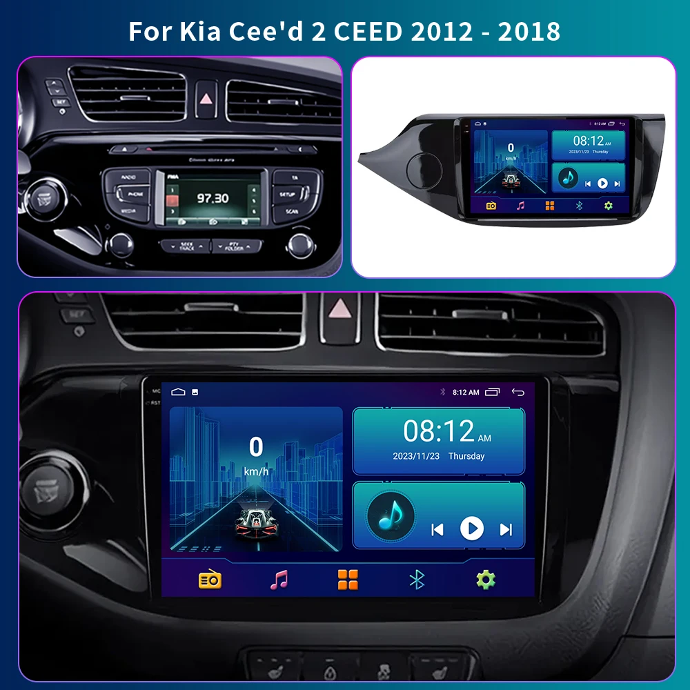 2Din Android 13 For Kia Ceed Cee'd 2 JD 2012-2018 Car Radio Multimedia Video Player Navigation GPS DVD Carplay Stereo Head Unit