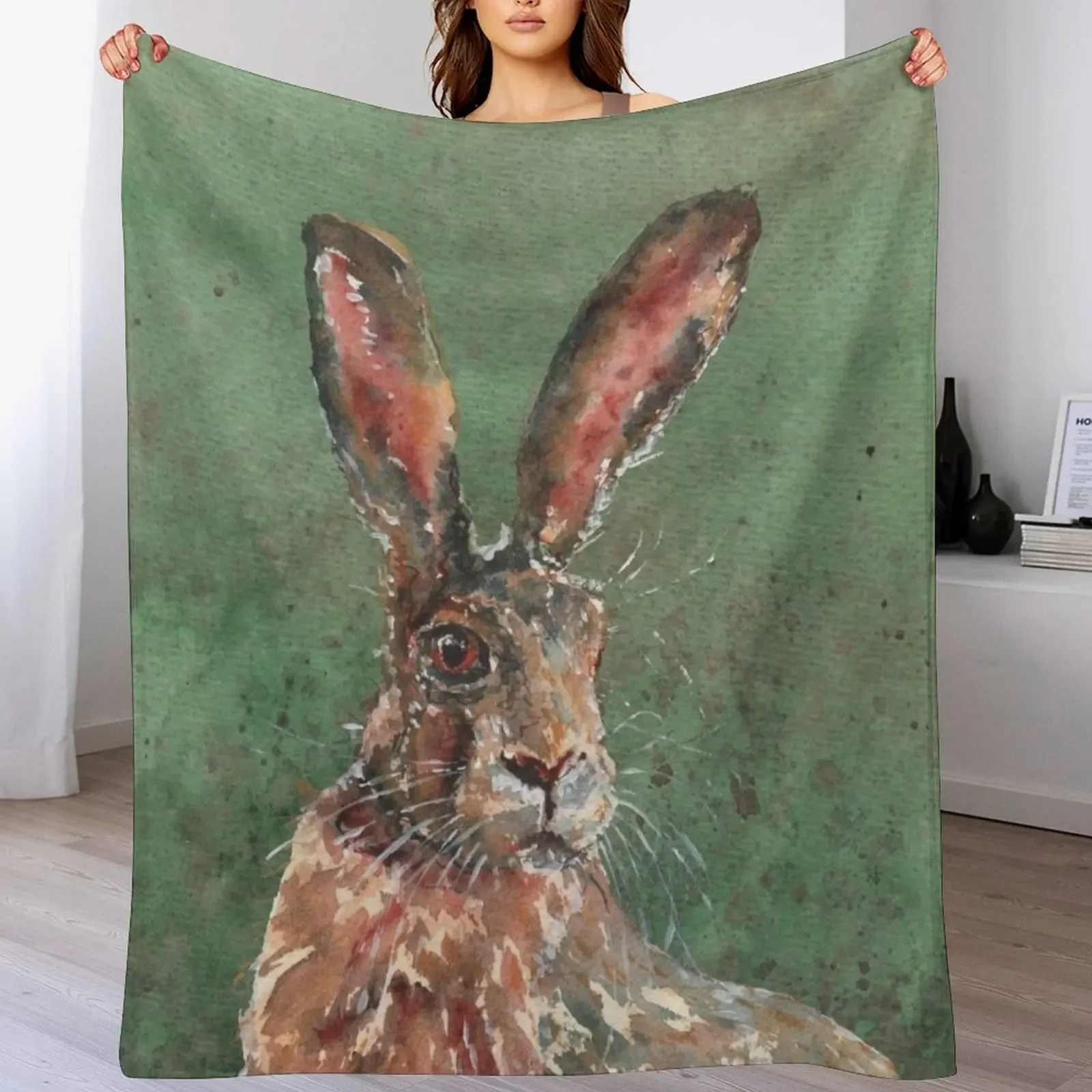 Hare Throw Blanket Cozy Light Blanket for Travel Camping Picnic