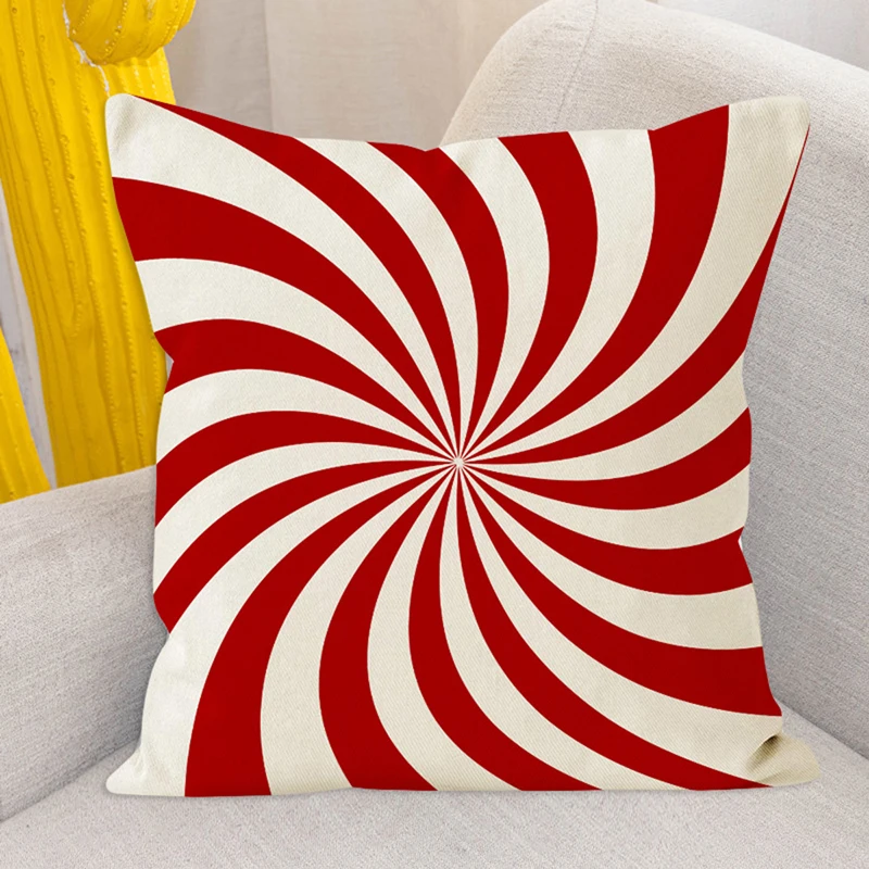 أغطية وسائد عيد الميلاد، أغطية وسائد بنمط شريط حلوى عيد الميلاد لتزيين غرفة النوم المنزلية والعطلات