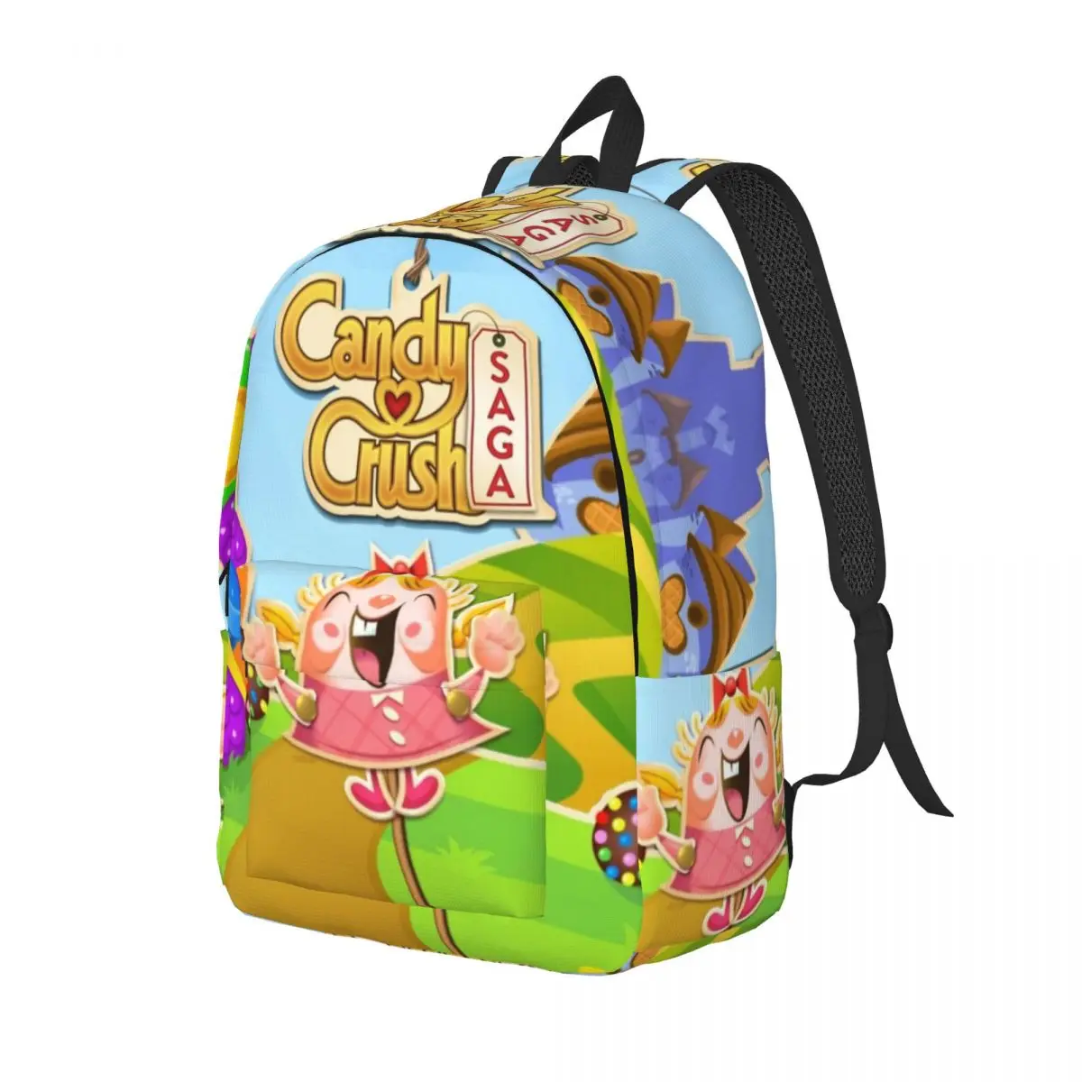 Bookbag do estudante do ensino médio, Mochila de lona dos adolescentes, Saco de livro dos adolescentes, Esmagamento doces Start Art Mochila Mashup, Escola secundária média