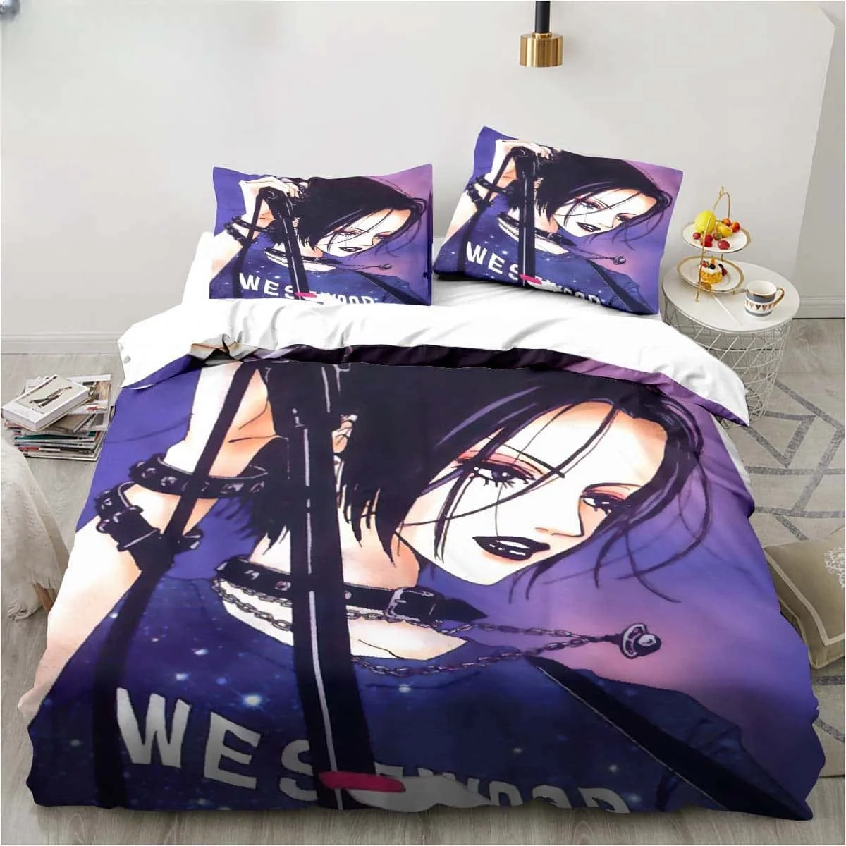 3d impressão desenhos animados pedra preta nana mangá conjunto de cama único gêmeo completo rainha king size conjunto adulto criança quarto conjuntos capa edredão