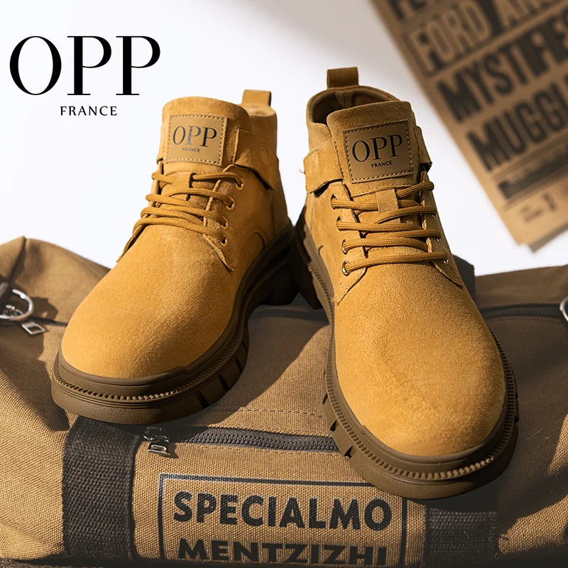 

OPP New Brand Men's Martin Shoes High-end Sports Boots Couples Causal Motorcycle Boots Wear Lace-up Men Ins Ankle Botines