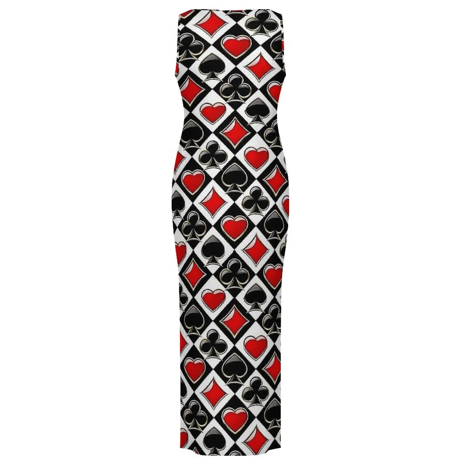 Vestido de naipes para mujer, trajes de cartas, ropa informal estampada, vestido ajustado, Vestidos largos modernos sin mangas de verano, Vestidos de talla grande