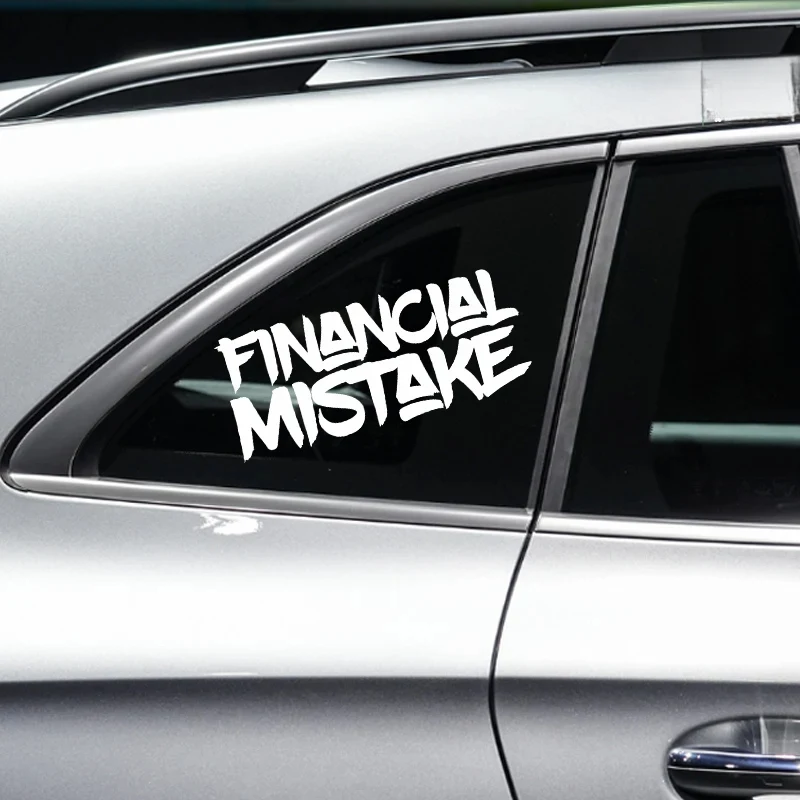 FINANCIAL MISTAKE Diesel Car Sticker Waterproof Vinyl Decal Black White Laser for Auto Body Bumper Window Decor