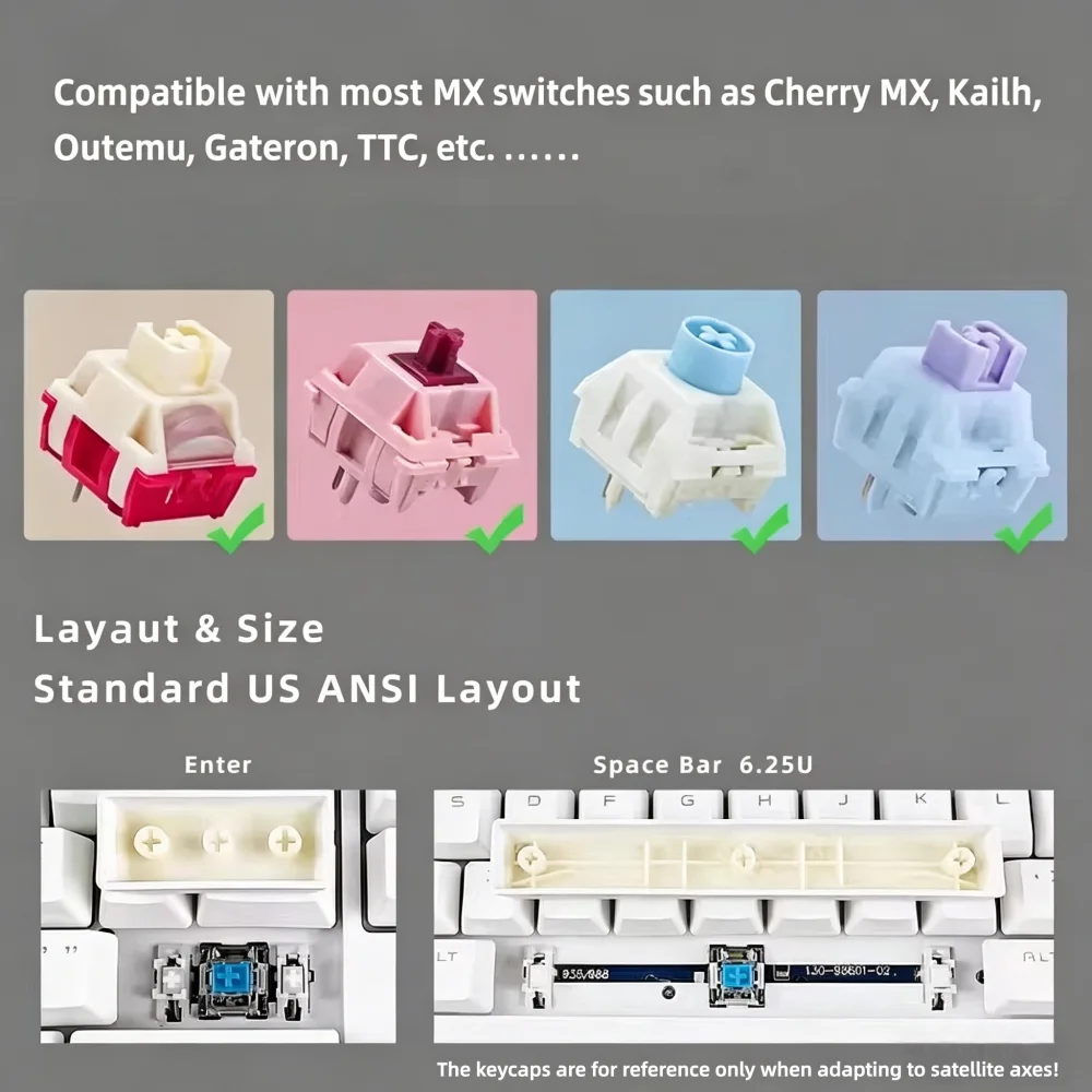 Comic Style Colorful Mixed Light Keycaps 135 Keys Set Original Factory Height Classic Minimalist Machine Keycap Decoration