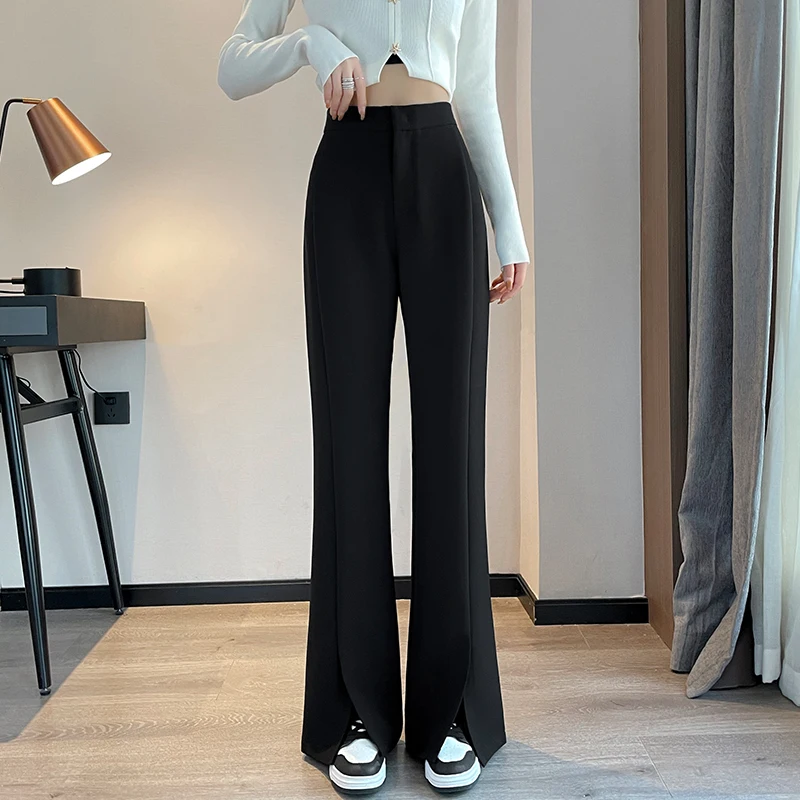 

2025 Spring Summer Slit Suit Pants High Waist Wide-leg Casual Pants for Women Urban Womens Harajuku Korean Fashion Woman New