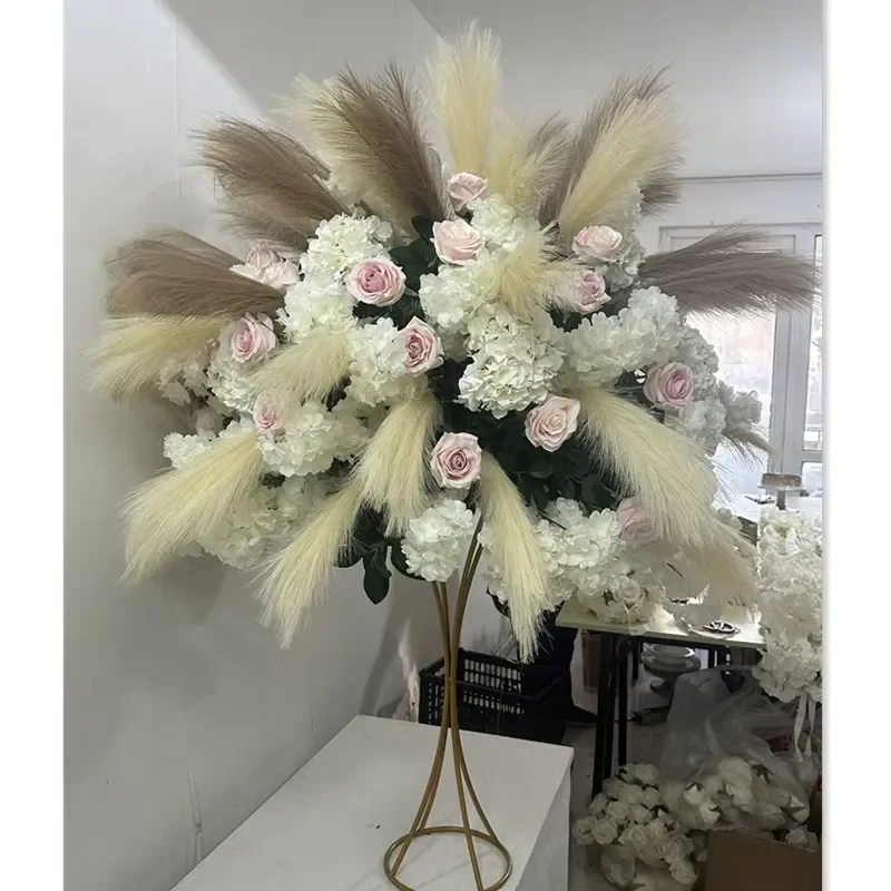 90cm Large Artificial Pampas Grass Bouquet IFG Dried Flower Arrangement Wedding Party Home Decor Ornament Natural Beige Tone