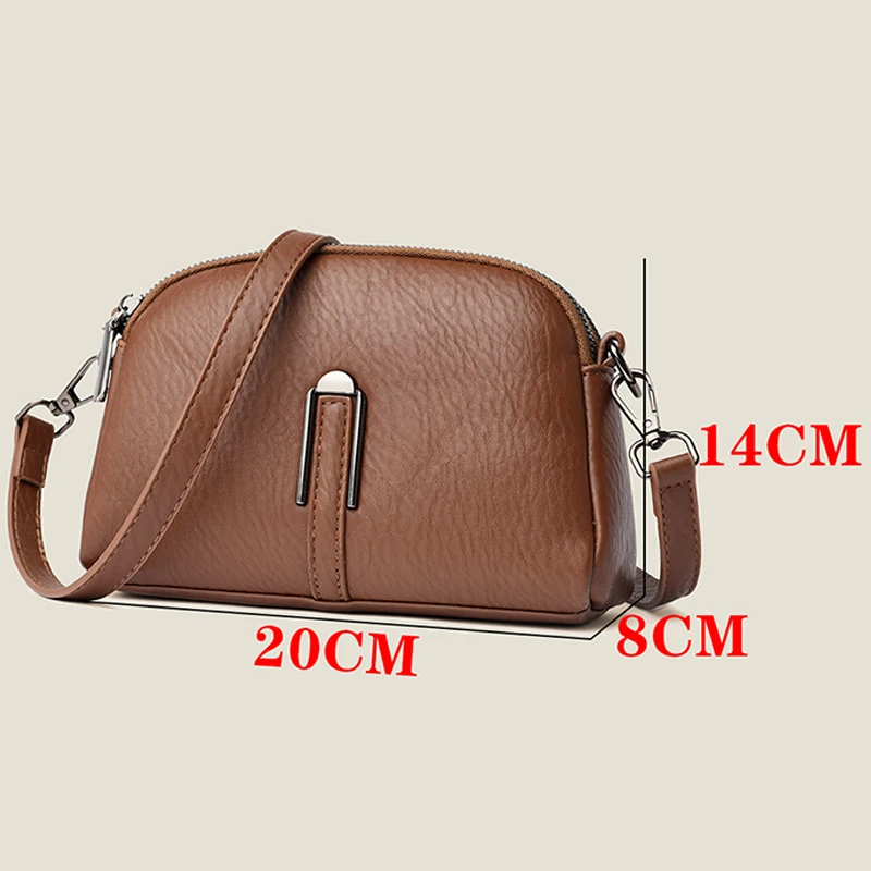 Solid Color Leather Women\'s Bags Handbag 2024 Luxury Cow Leather Women Shoulder Crossbody Bag Fashion Female Messenger Phone Bag