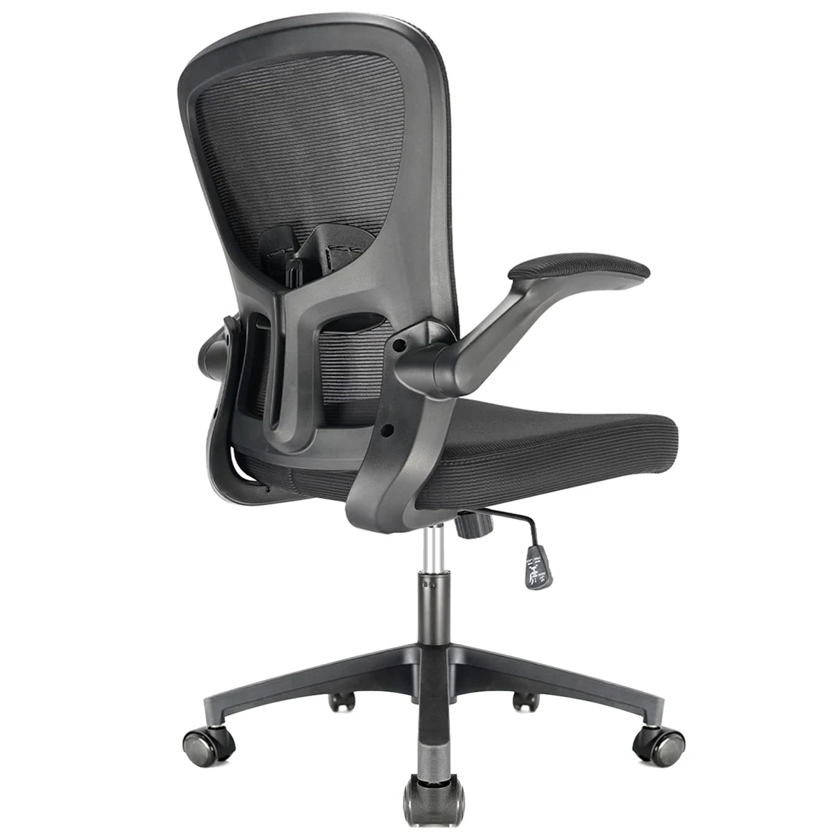 Durrafy Ergonomischer Bürostuhl, Schreibtischstuhl mit verstellbaren Armlehnen, Gaming-Stuhl, Bürostühle aus Netzstoff, Schwarz