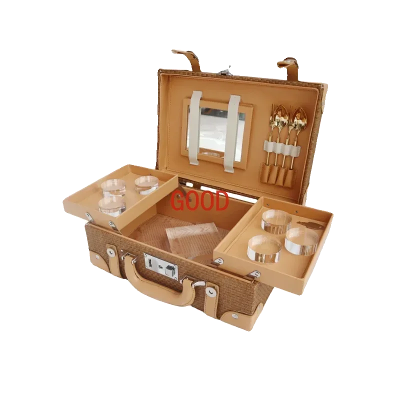 

Woven Suitcase Tableware Storage Box - Durable Organizer for Kitchen Accessories And Dining Utensils