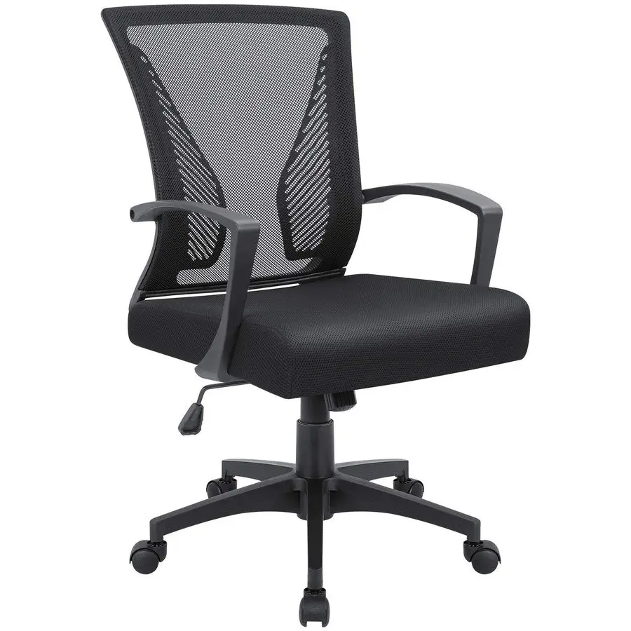

Home Office Desk Chair Task Mid Back Mesh Office Chair Ergonomic Swivel Lumbar Support Desk Computer Chair Black