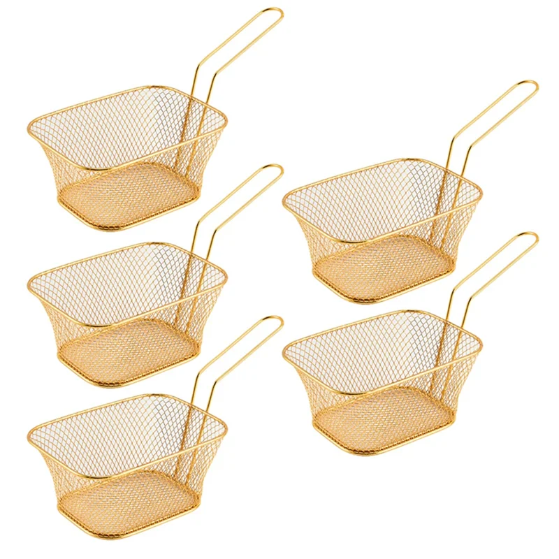 

P4-Frying Basket Mini French Fries Frying Basket Square Oil Filter Frying Basket Snack Tableware Basket