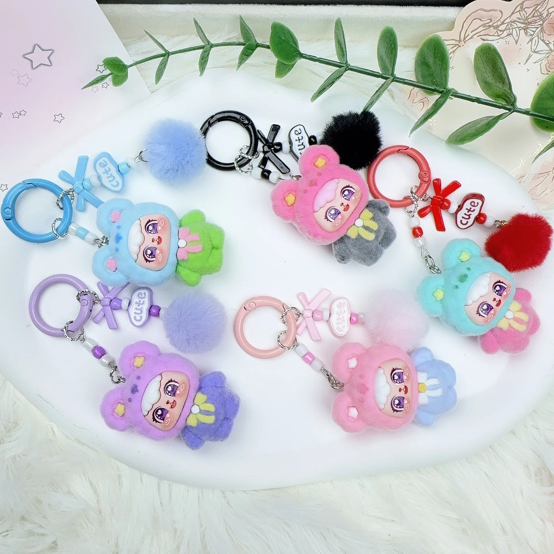 1PCSCute Tie Baby Doll Keychain Pendants for Girls' Bags, Accessories, Trendy Toys with a Sweet Girlish Touch