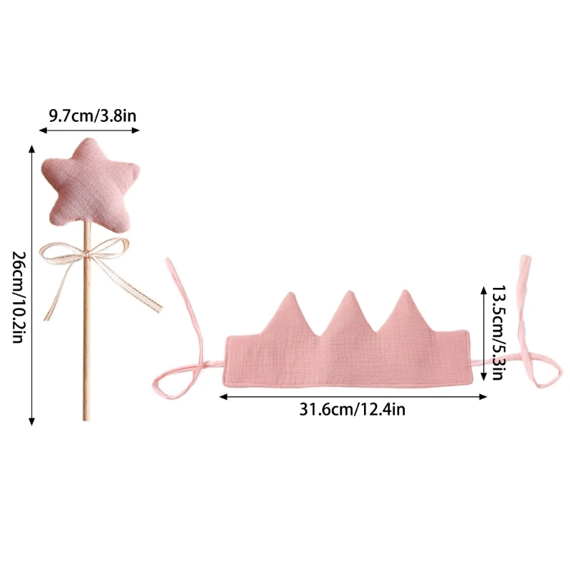 Adorno para con varita estrella, accesorios fotografía para recién nacidos, fiestas cumpleaños para niños D5QA