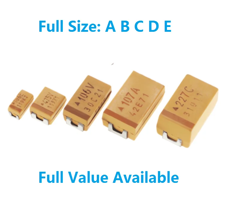 10PCS A ประเภท 106 107 476 105 226 336 224 475 10V 16V 25V 35V 6.3V 0.22UF 1UF 4.7UF 10UF 22UF 33UF 47UF 100UF ตัวเก็บประจุแทนทาลัม