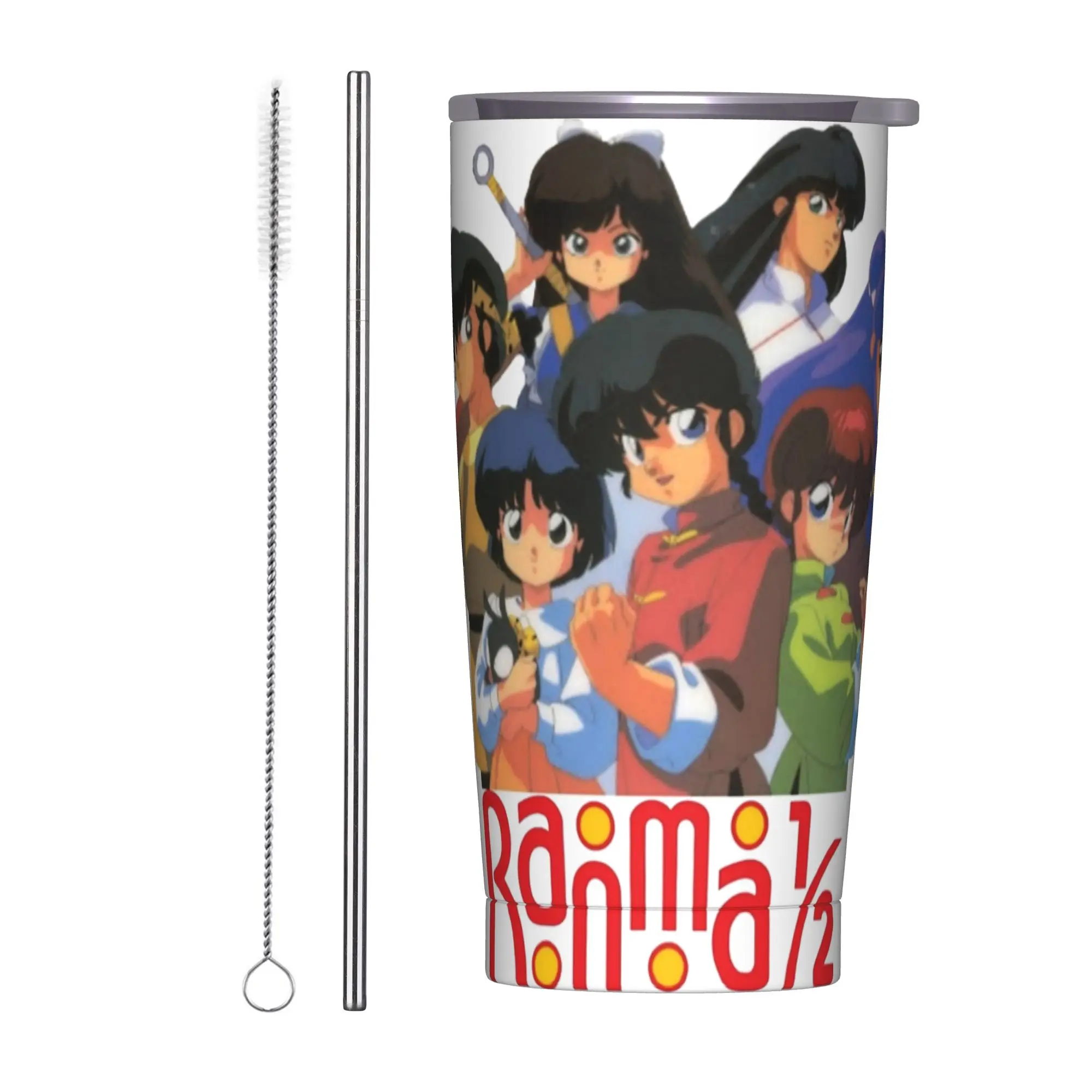 Japanese Comedy Anime Insulated Tumbler with Lid Ranma 1/2   Stainless Steel Coffee Mugs Double Wall Hot Cold Drinks Cup, 20oz