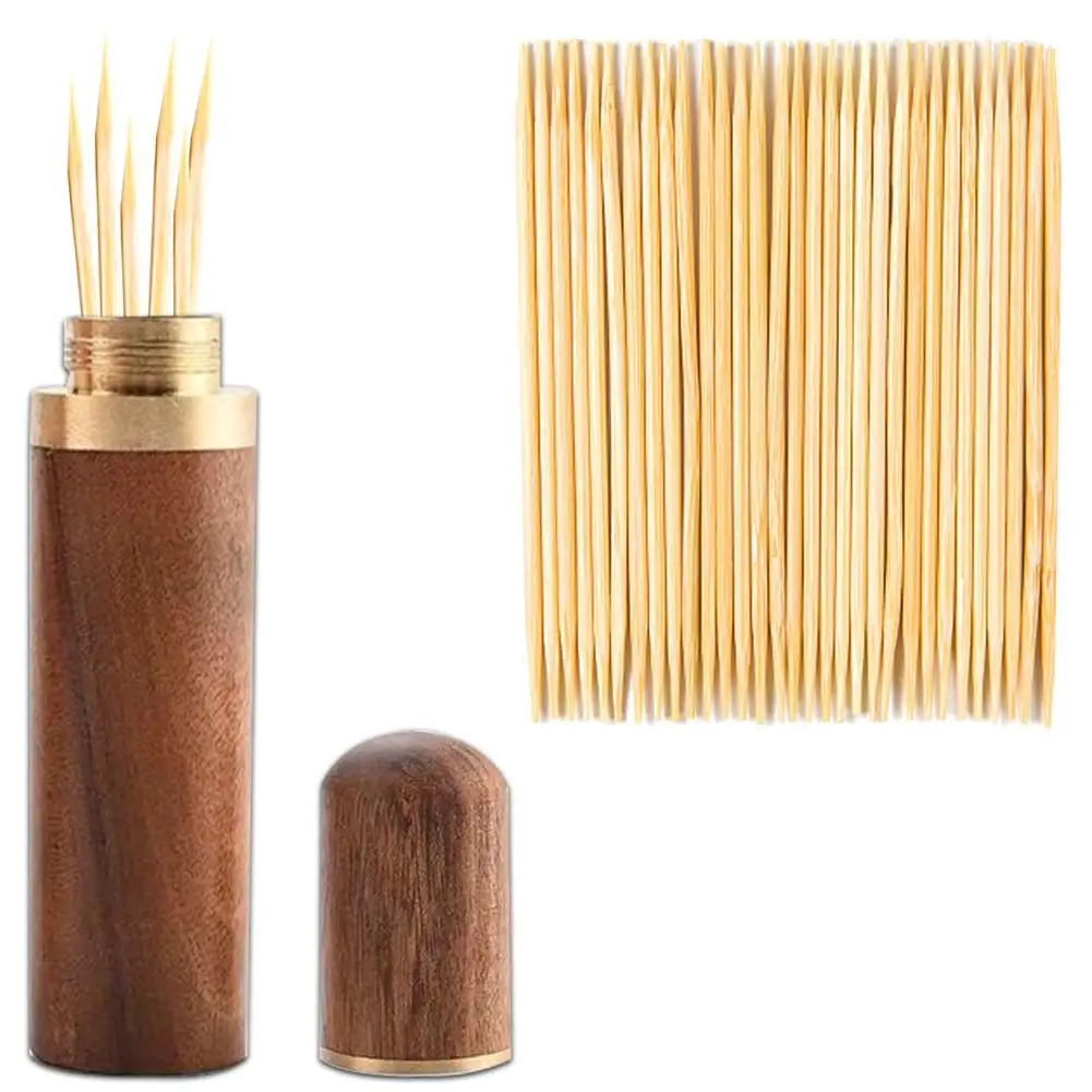 Toothpick Holder Wooden Dispenser Portable Toothpick Box for Home Kitchen Restaurant Hotel 2023