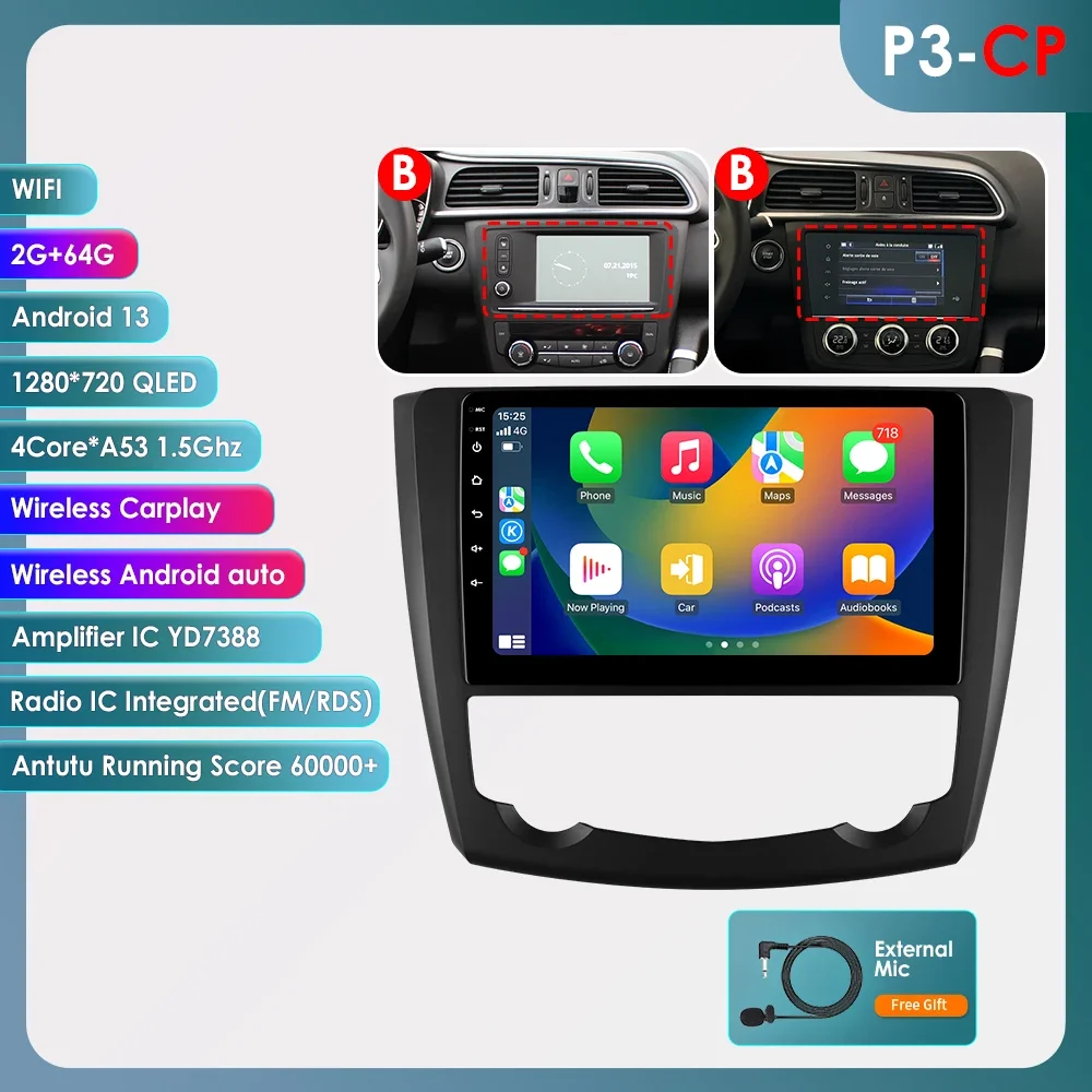 Android Auto Multimedia Speler voor Renault Kadjar 2015-2019 GPS Draadloze Carplay Intelligente Autoradio 360Cam 6115 Touchscreen - afbeelding 1