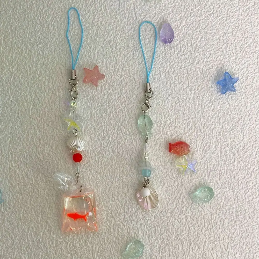 

Ремешок для телефона Goldfish Y2K: бисерный брелок-подвеска ручной работы в морском стиле для телефона, сумки или ключей