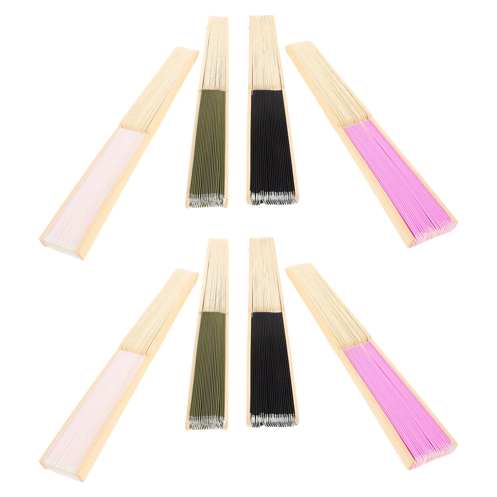 8Pcs Pure Color Fabric Folding Fan 7 Inch Bamboo Rib Handheld Fans Reusable Portable DIY Craft Wedding Party Dance Favors