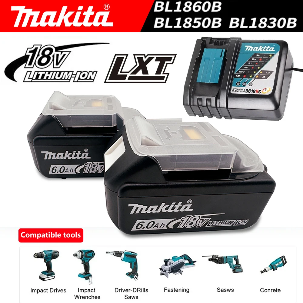 

Makita 18V 6000mAh Rechargeable Lithium Battery, for Power Tool BL1830B BL1850B BL1850 BL1840B BL1860 Replacement Battery