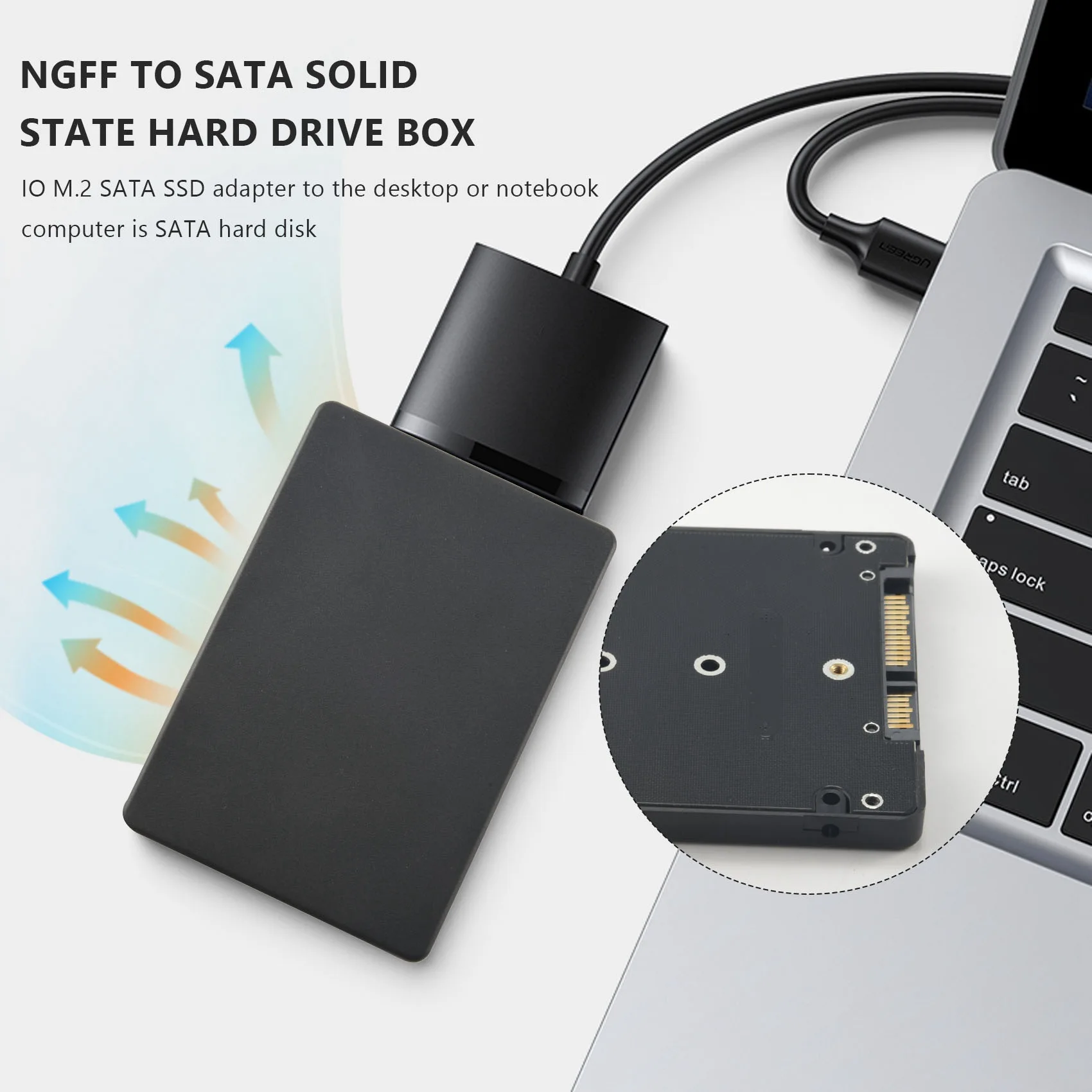 M.2 NGFF (SATA) SSD to 2.5 inch SATA Adapter Card 8mm Thickness Enclosure