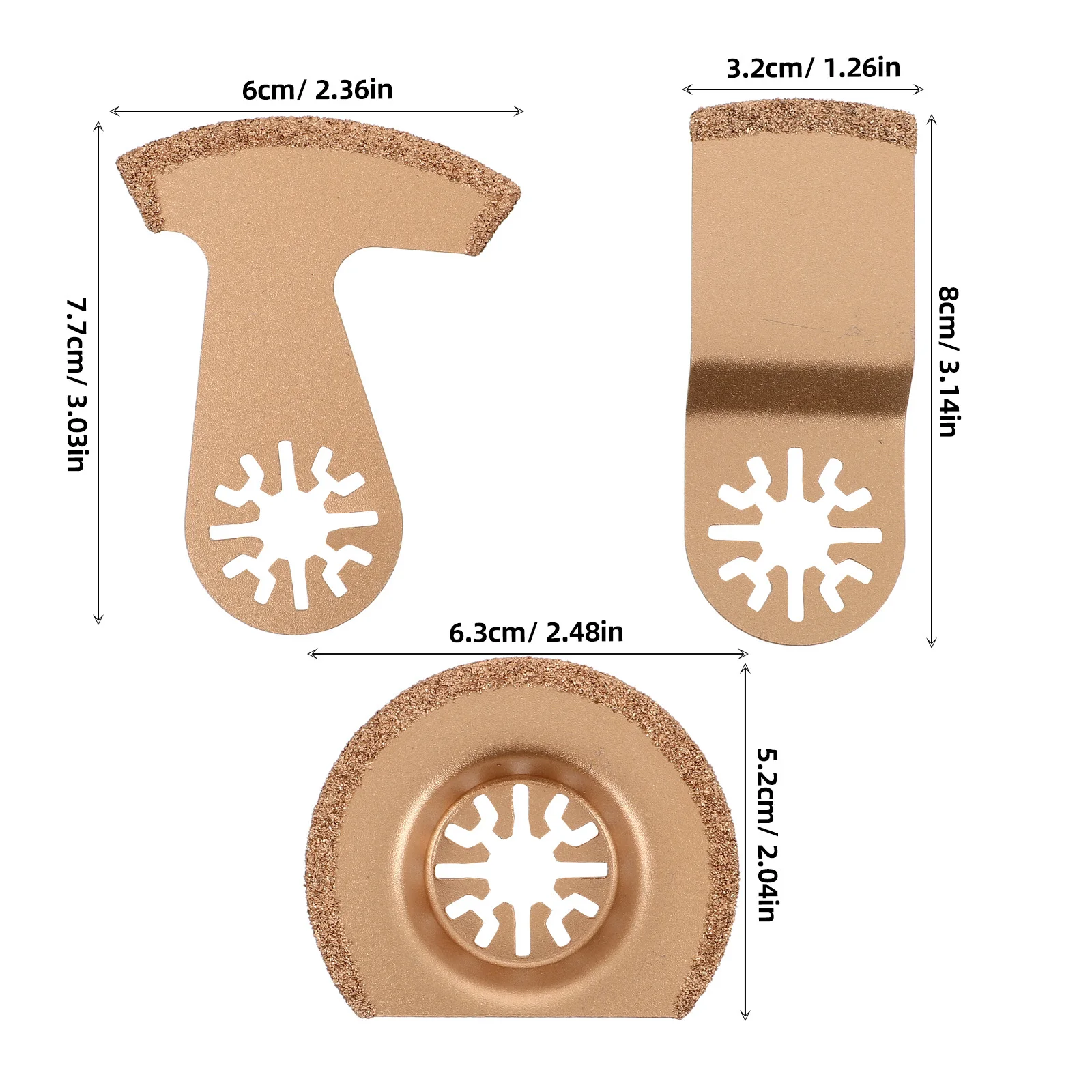 3 pçs lâmina de serra fechada lâminas de carboneto ferramenta oscilante corte de precisão telha cerâmica rejunte remoção metal balanço máquina