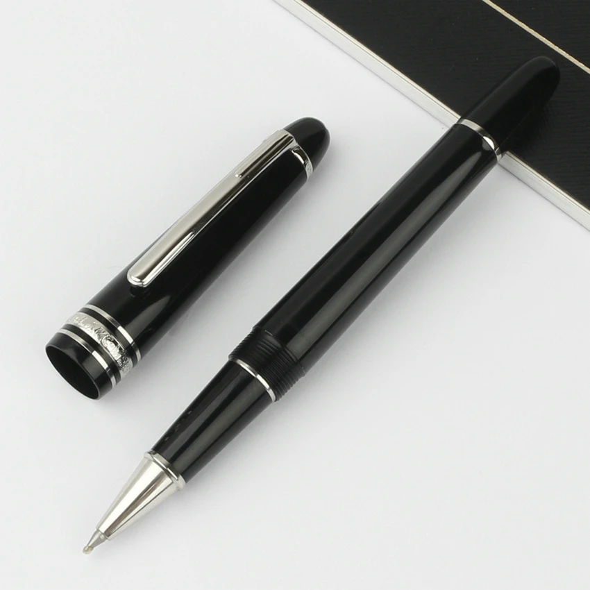 High Quality Luxury Pen MB Monte Black Resin Gold Silver Meisterstuck 145 Roller Ball Signature Fountain Pen Office Supplies